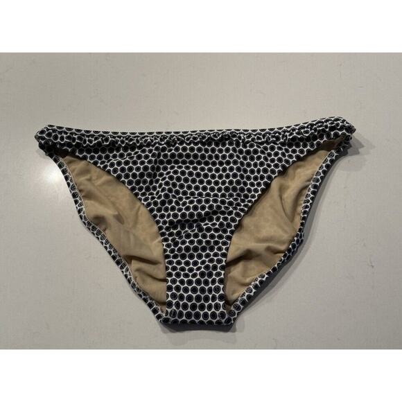 NEW J. Crew Bikini Bottom Navy White Polka Dot Print Ruffle Trim Preppy Nautical - Picture 1 of 7